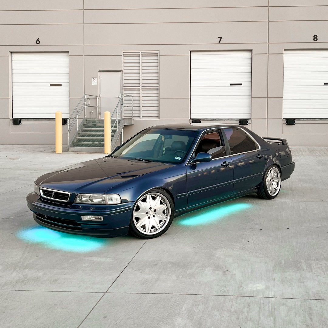 Metallic Legendary Blue Vinyl Wrap on Front End Shot of Acura Legend